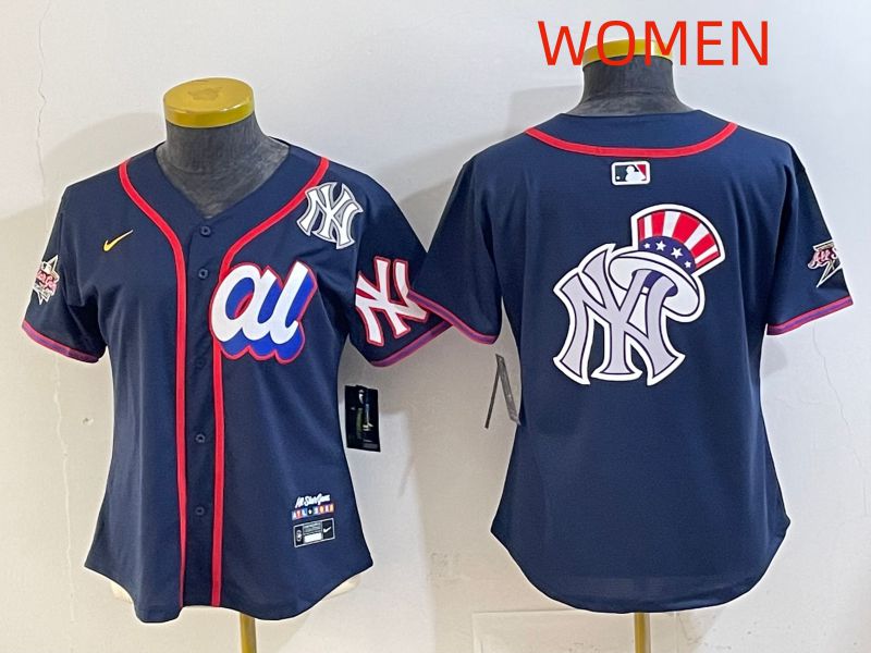 Women 2025 New York Yankees Blank Drak Blue All star Nike MLB Jersey style 08->women mlb jersey->Women Jersey